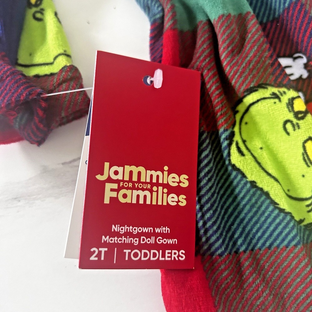 Dr. Suess The Grinch Girl & 18"‎ Doll Matching Nightgowns Pajamas 2T New BxI & J - Picture 5 of 6